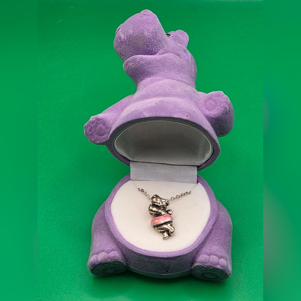Purple Plush Hippo Trinket With Necklace Vintage Vintage